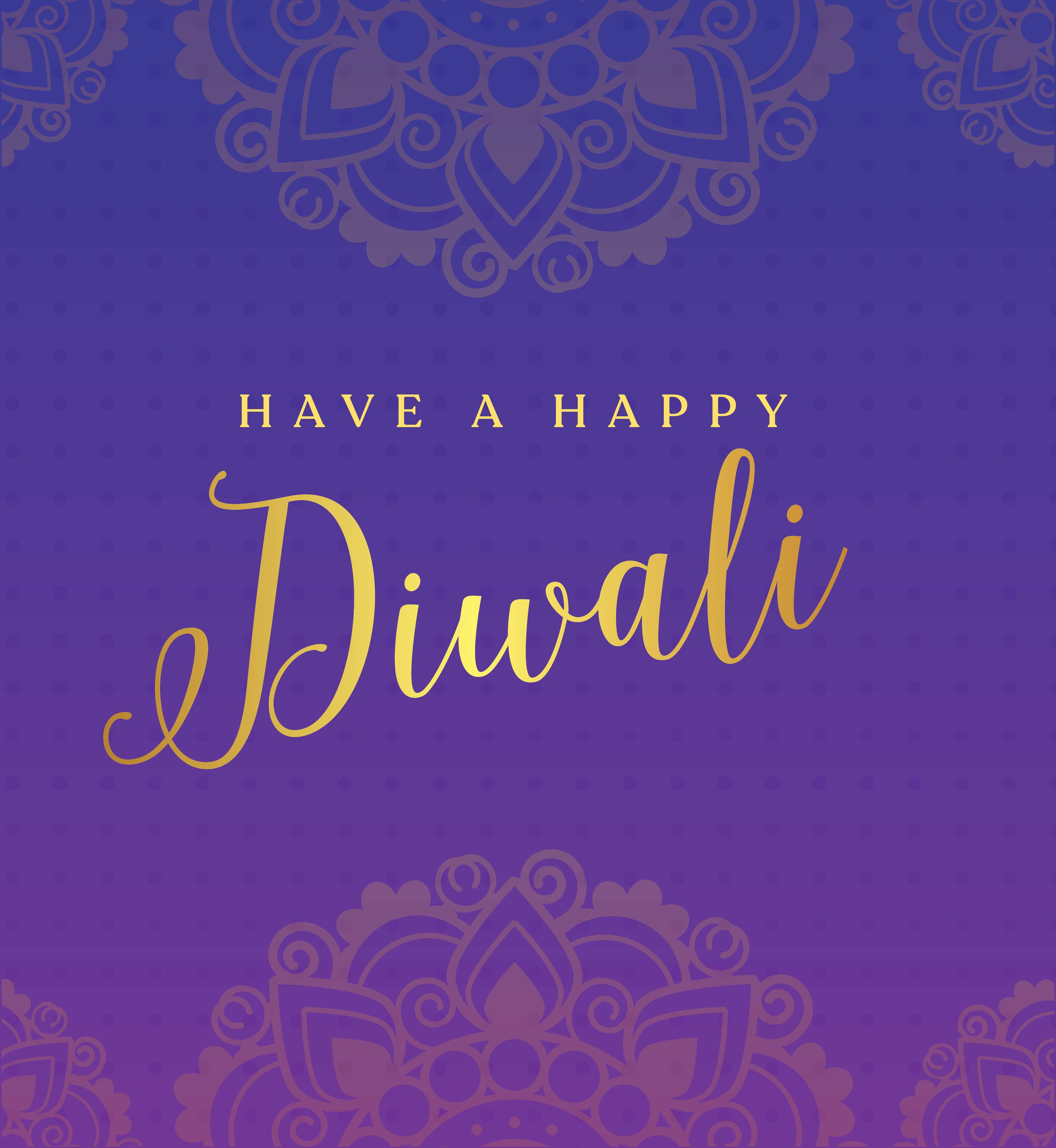 Rangoli pattern. Text: Have a happy Diwali.