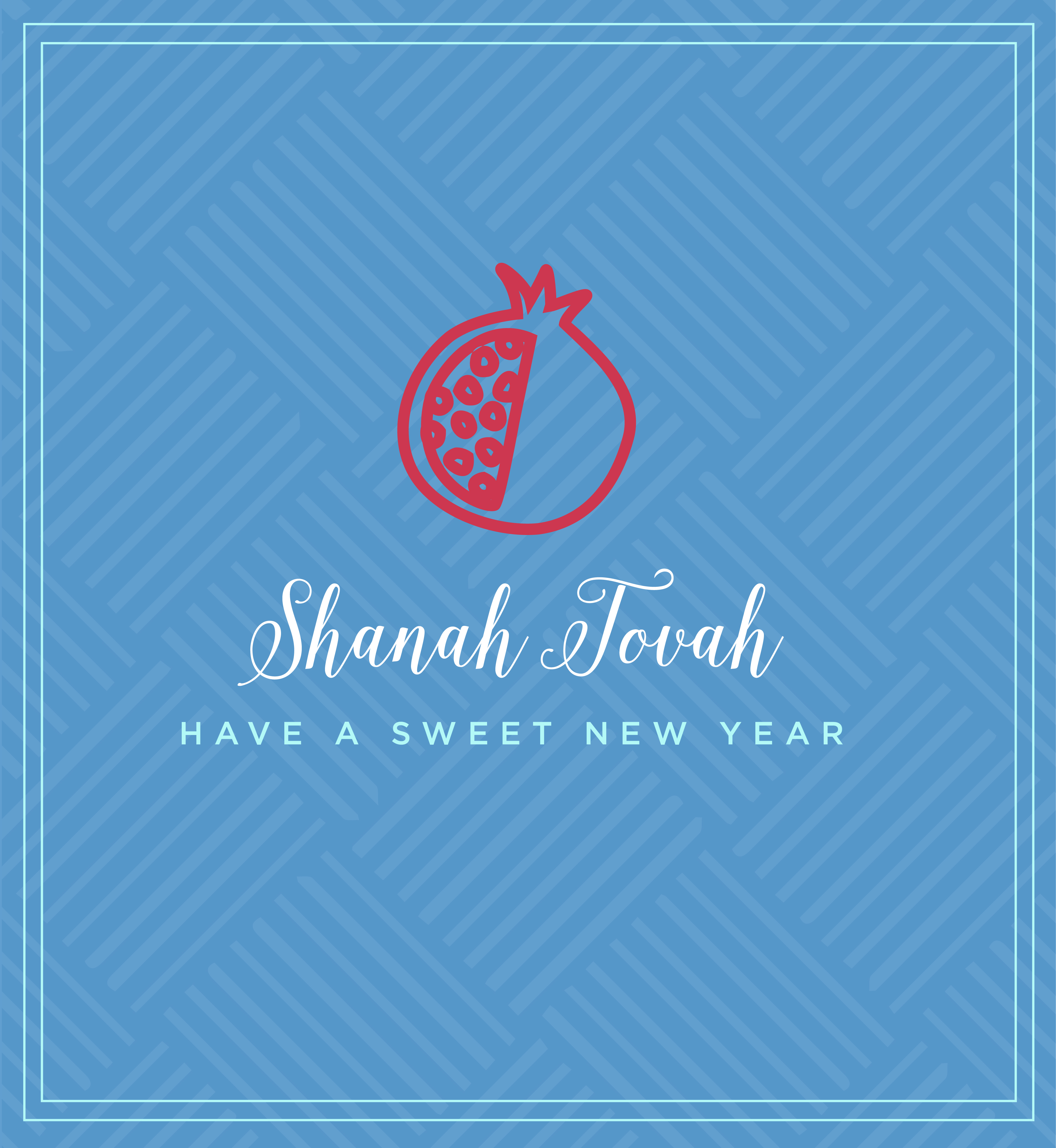 Pomegranate illustration. Text: Shanah Tovah. Have a sweet new year.