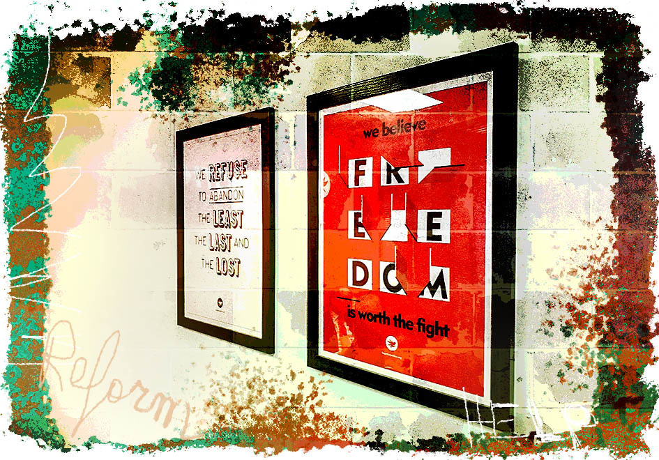 two posters in Hope for Justice office