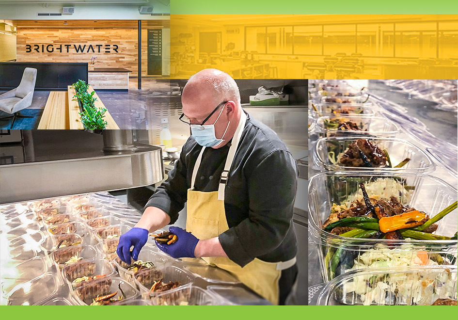 Meals are placed into individual serving containers and transported via...