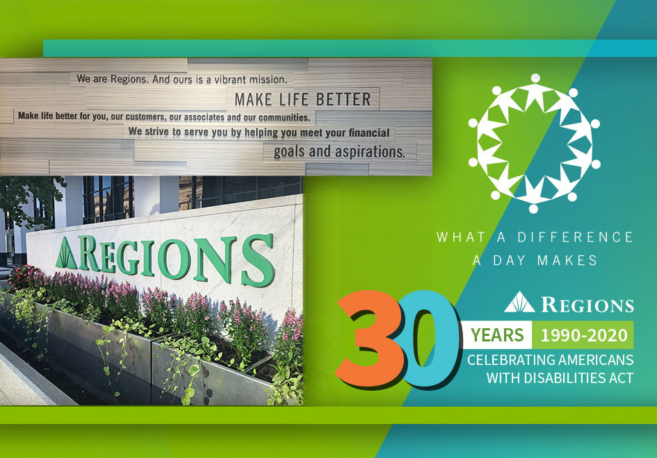 collage of Regions signage and logos