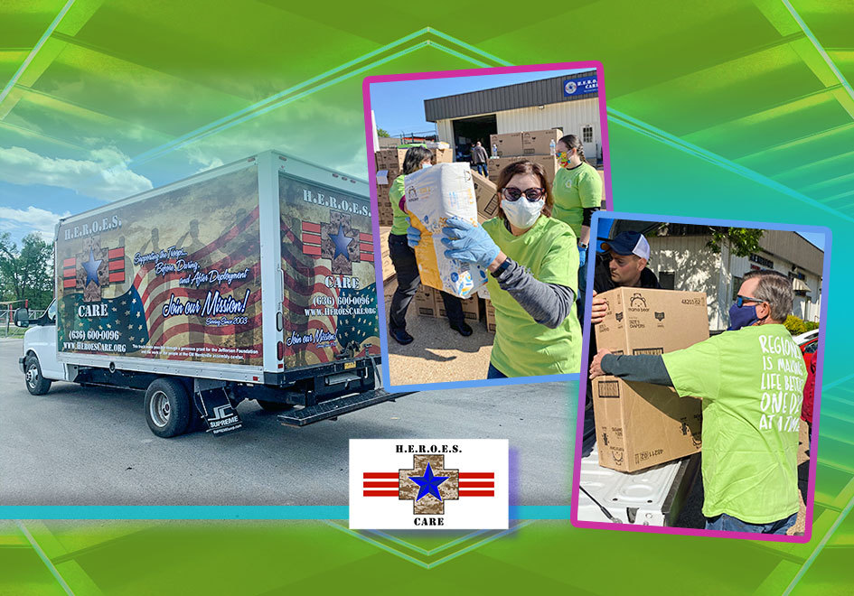 photos of volunteers delivering supplies