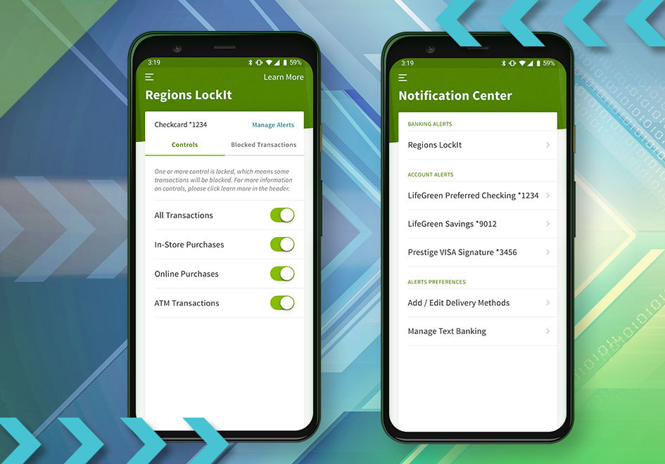 mobile devices displaying mobile app