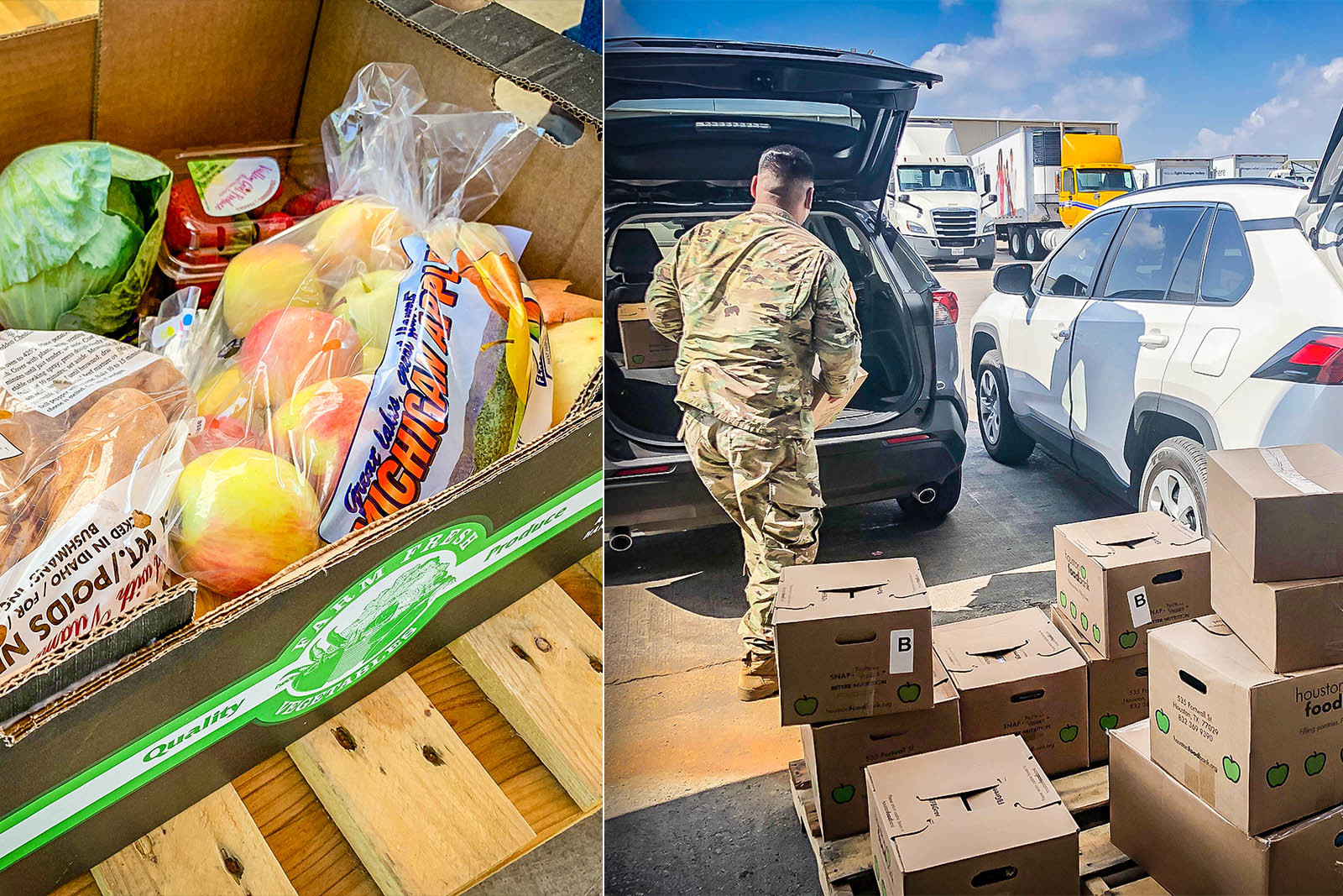 Providing boxes filled with nutritious options like fresh produce is a priority at food distribution events. 