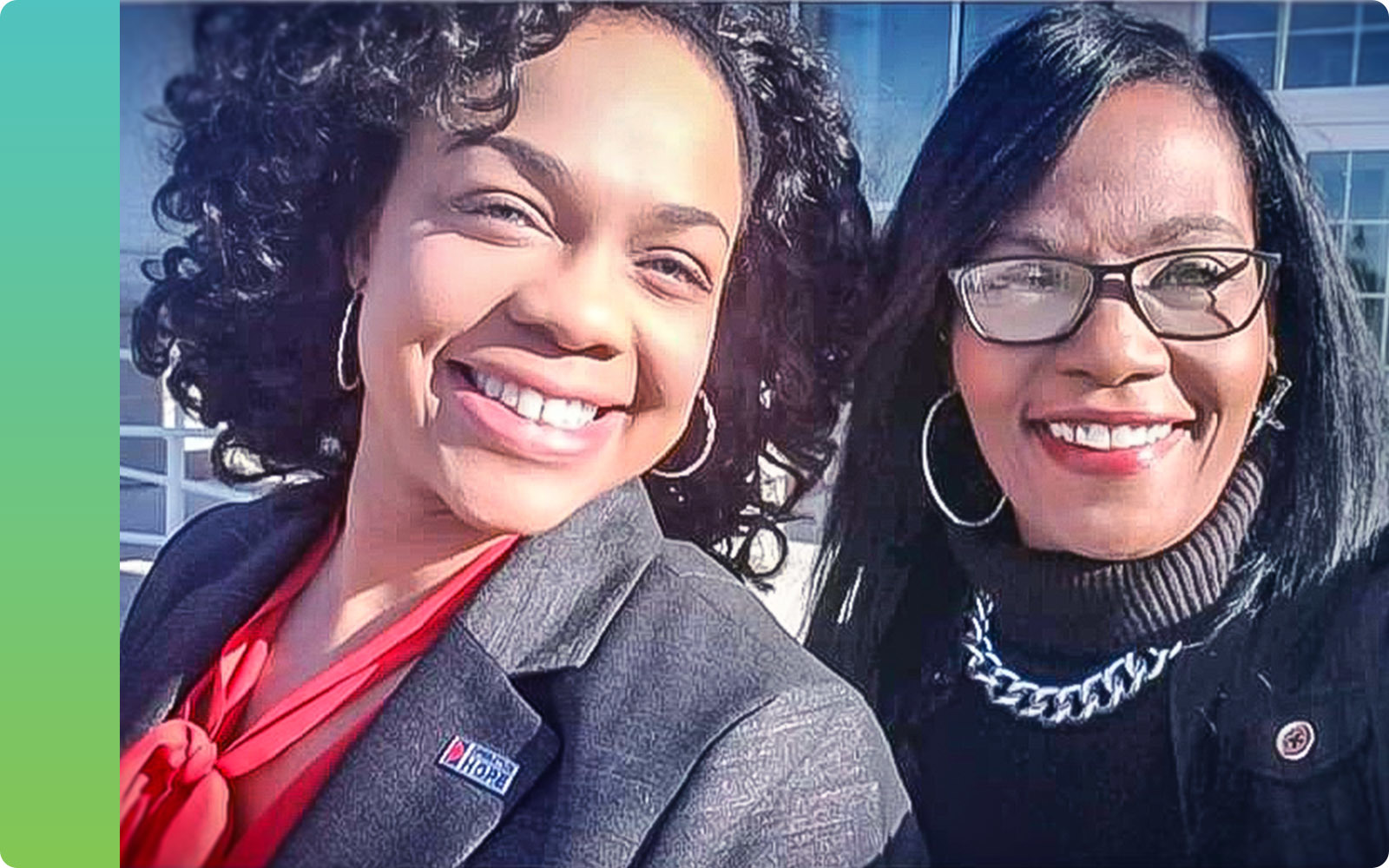 Tracy Jones, left, worked with HOPE counselor, Tiffini Clemons, right, to increase her credit score to a point that she should qualify for a mortgage.