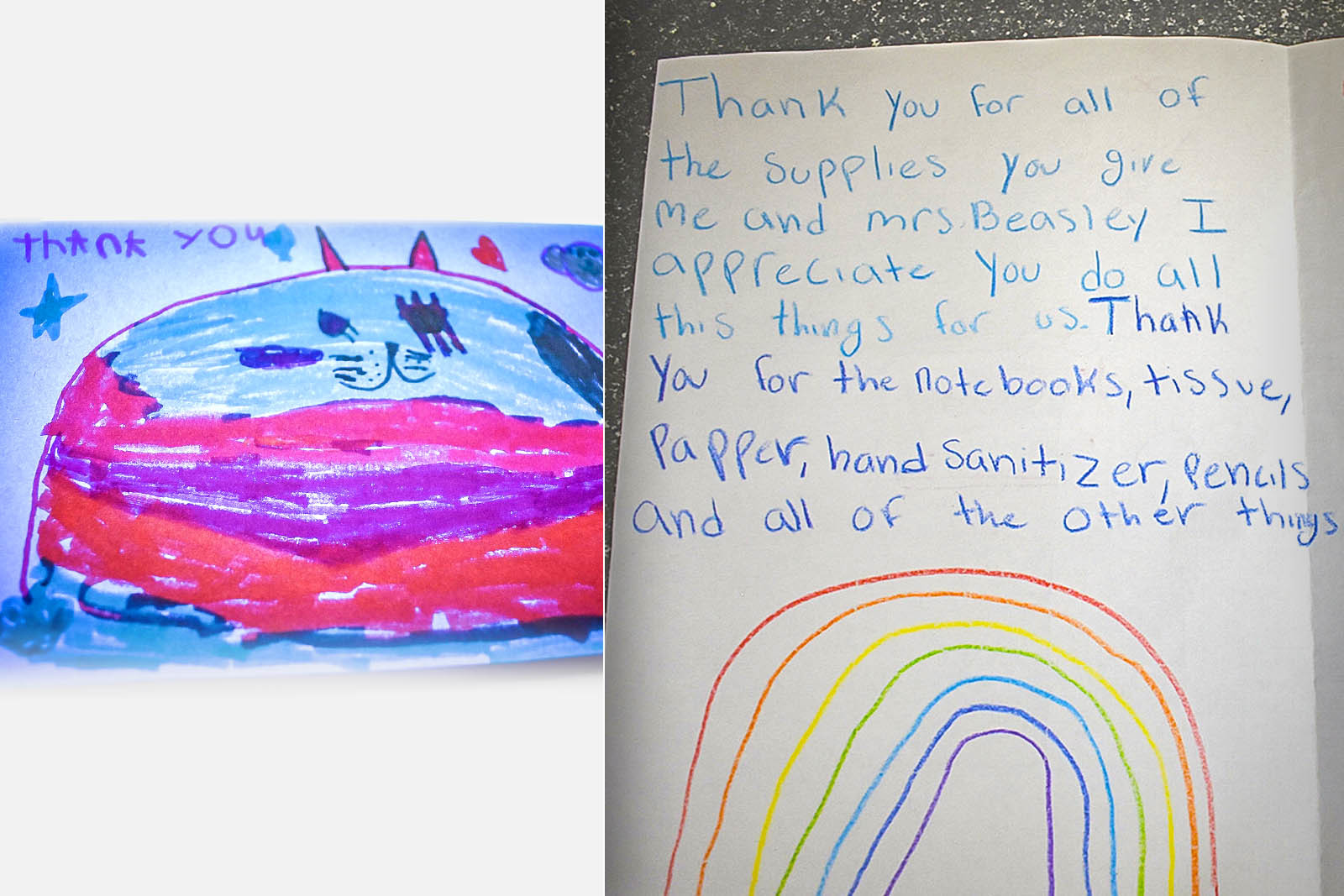 Students have written creative thank you notes to Classroom Central for the pencils, notebooks, markers and more they’ve received that inspire their learning.