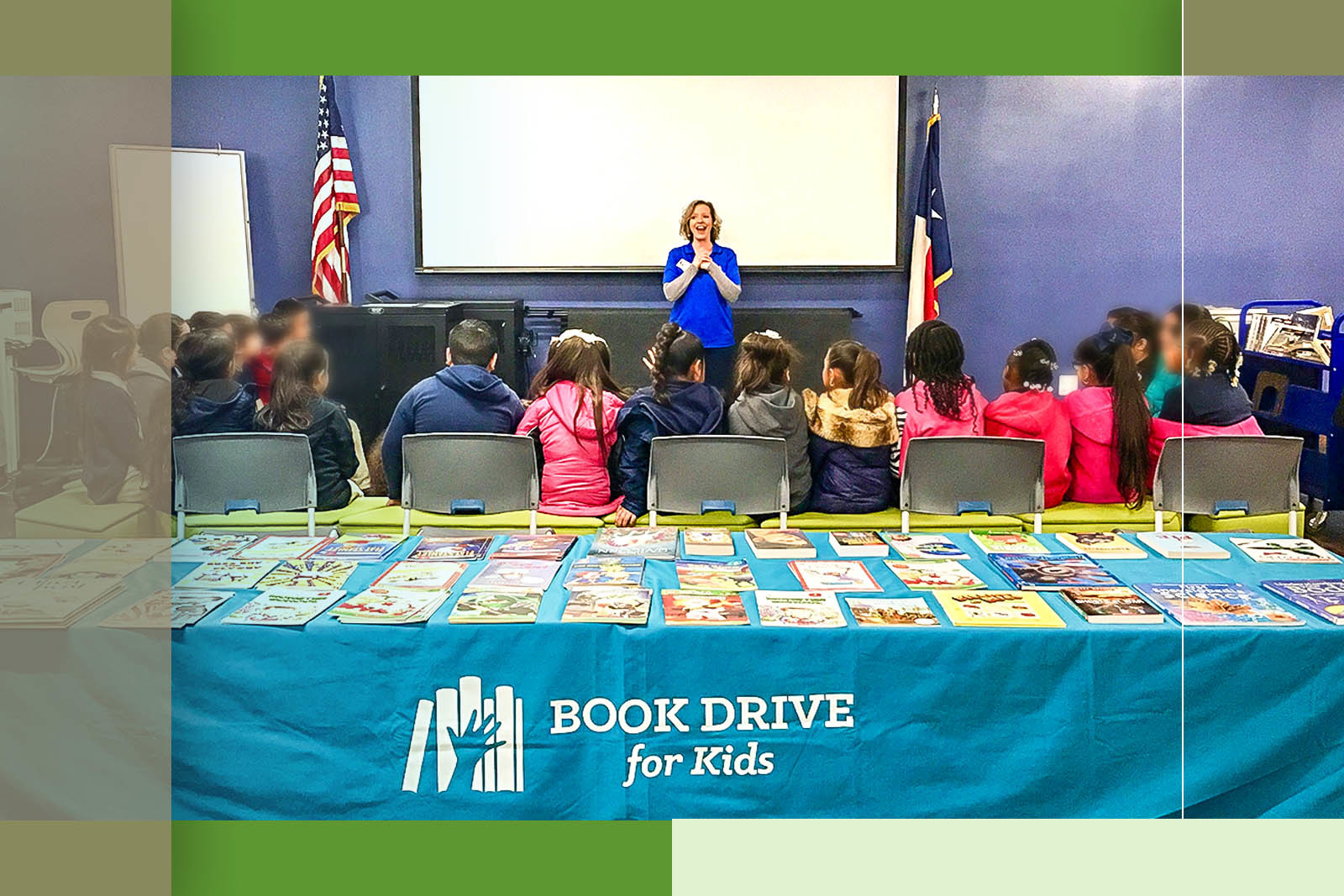 Book Drive for Kids co-founder Michelle Cook is dedicated to providing free books to Texas students through school events like this one from 2019. Last year, the nonprofit served more than 9,600 students.
