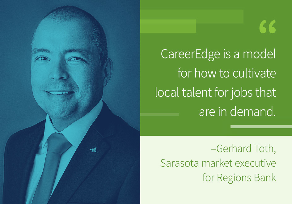 “CareerEdge is a model for how to cultivate local talent for jobs that are in demand.”- Gerhard Toth, Sarasota market executive for Regions Bank.