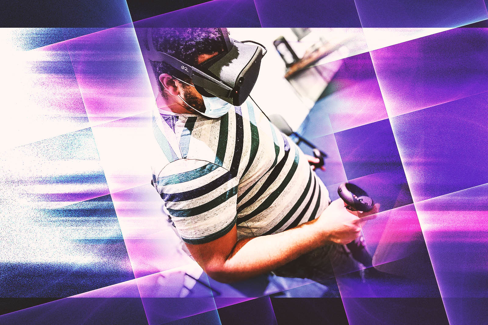 man using VR equipment