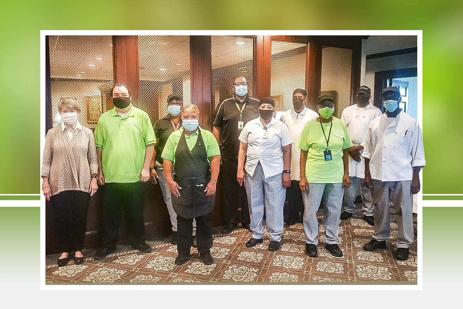 After wrapping up cooking and meal prep, Chef Edith Jerald's team came together for a quick photo.