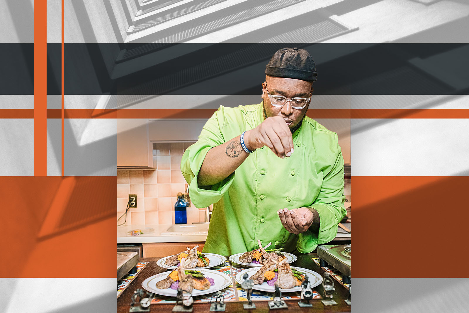 Derrick Wilson, owner of Options Catering and Delivery, prepares food...