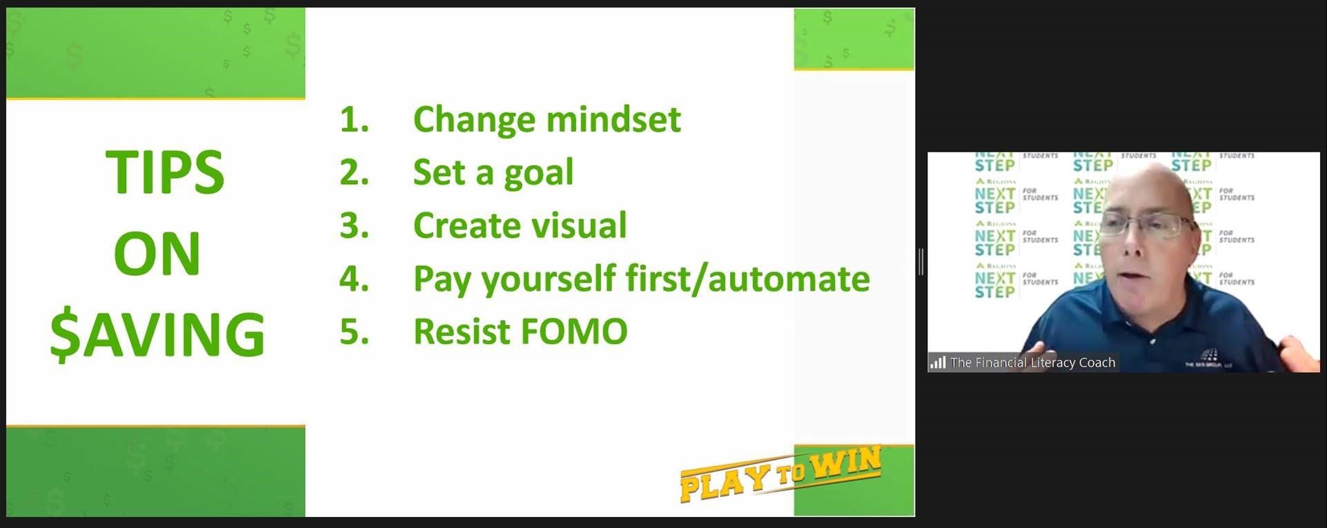 screenshot showing tips on saving