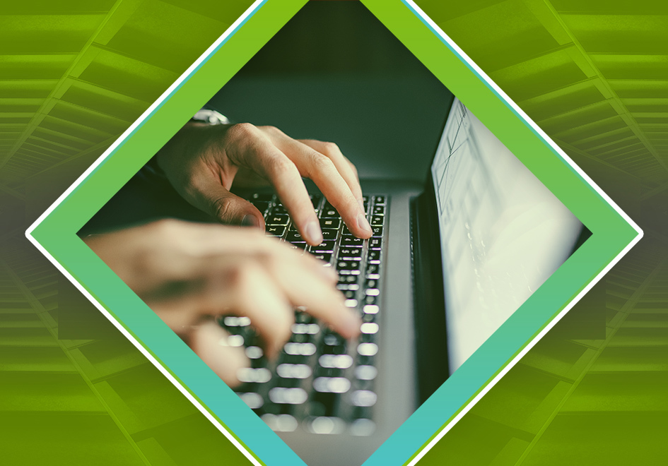 hand typing on keyboard