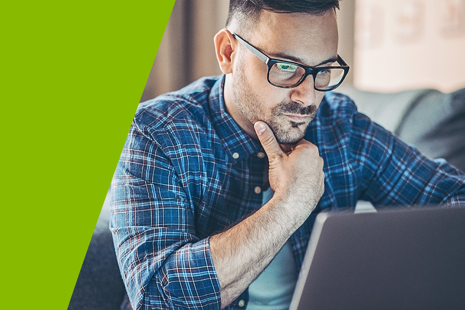 man looking at computer