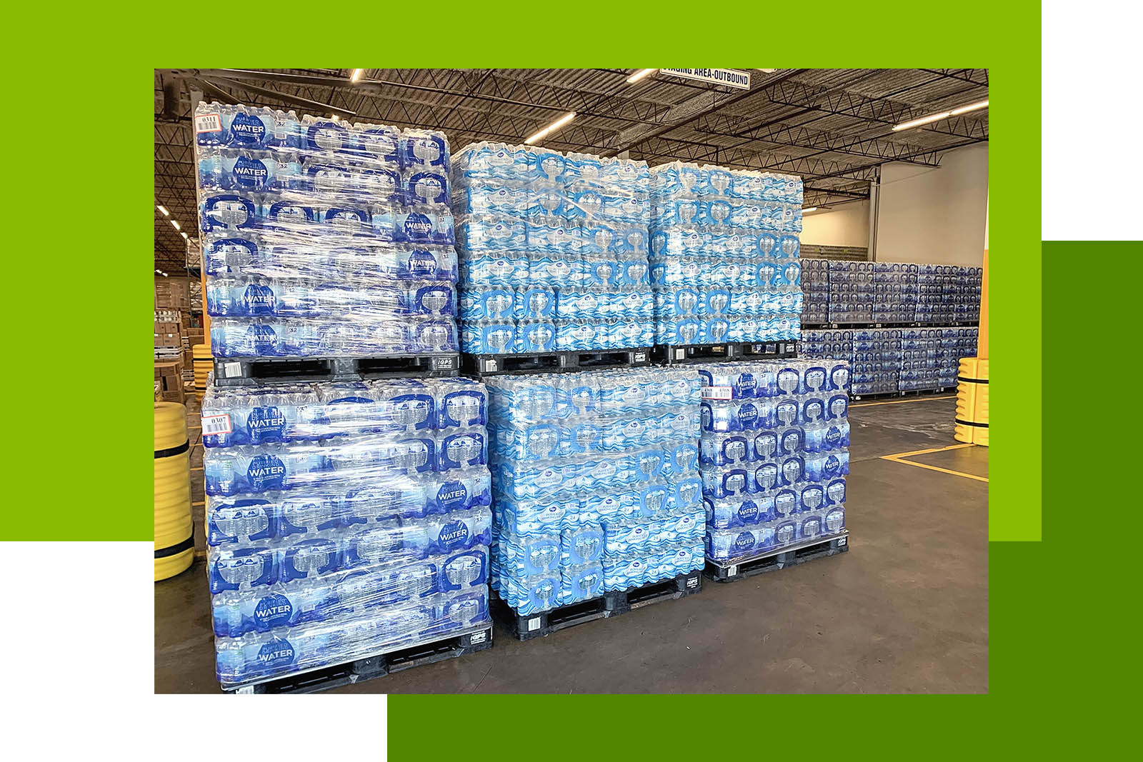 water bottles at Food Bank
