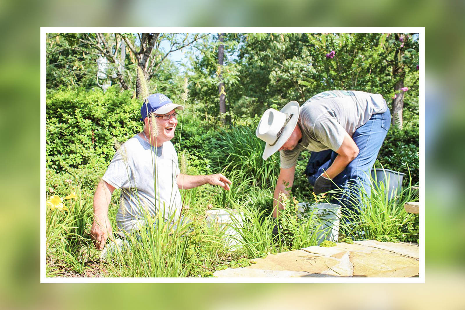 two people gardening