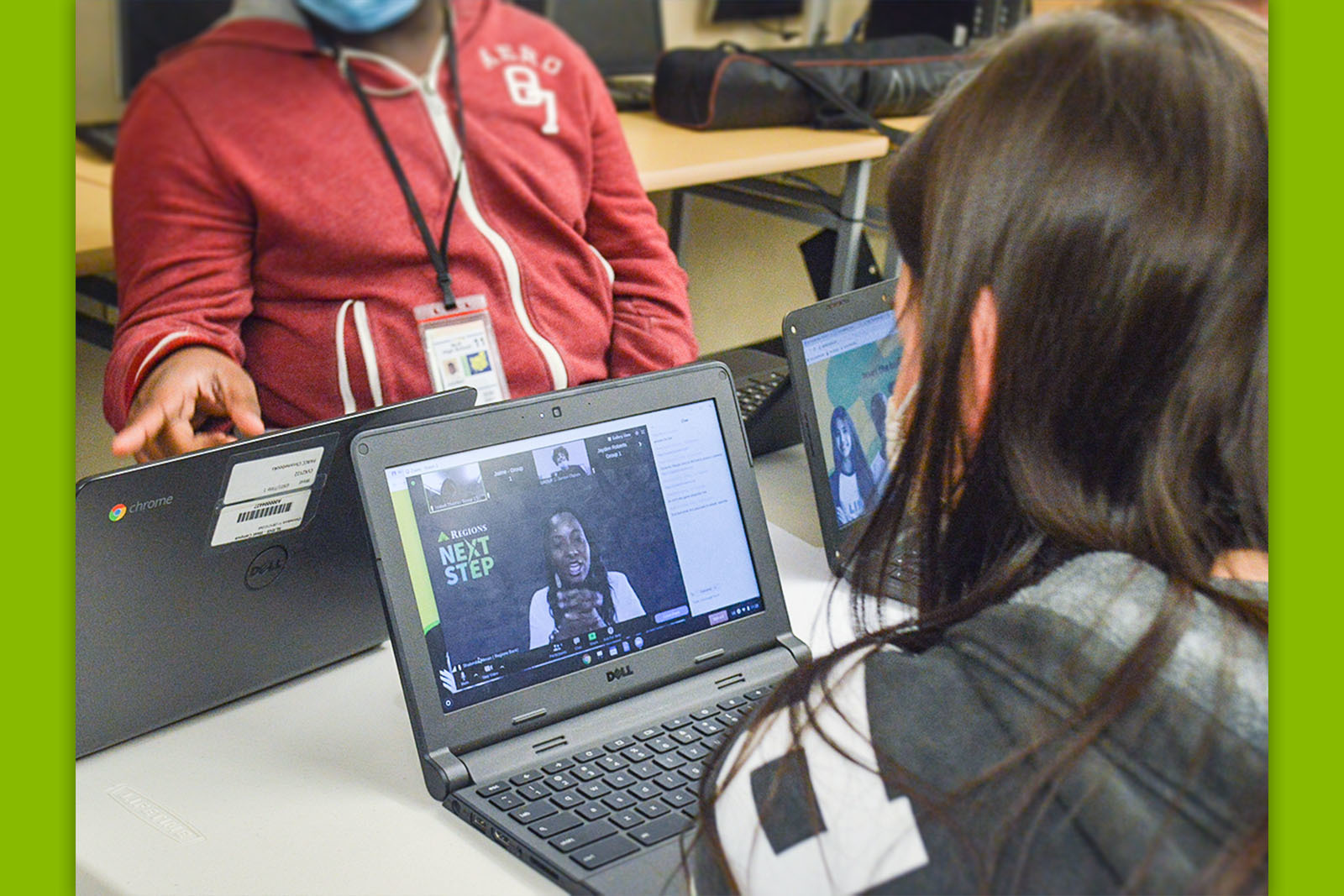 Regions' Shalonda Tillman encourages a group of student sleuths