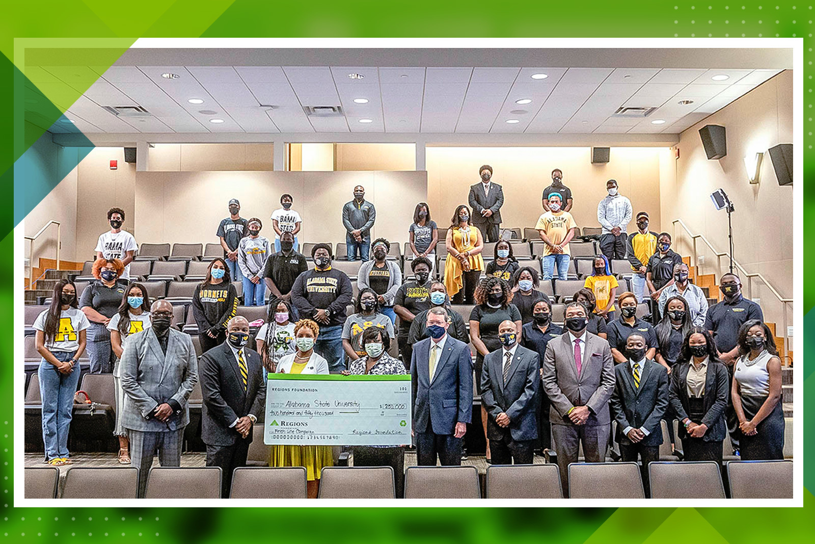 people standing with a large check