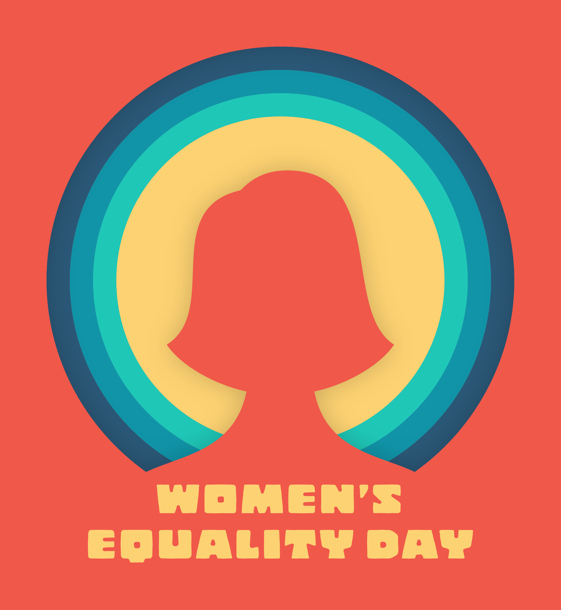 Illustrated silhouette of a woman's head. Text: Women's Equality Day.