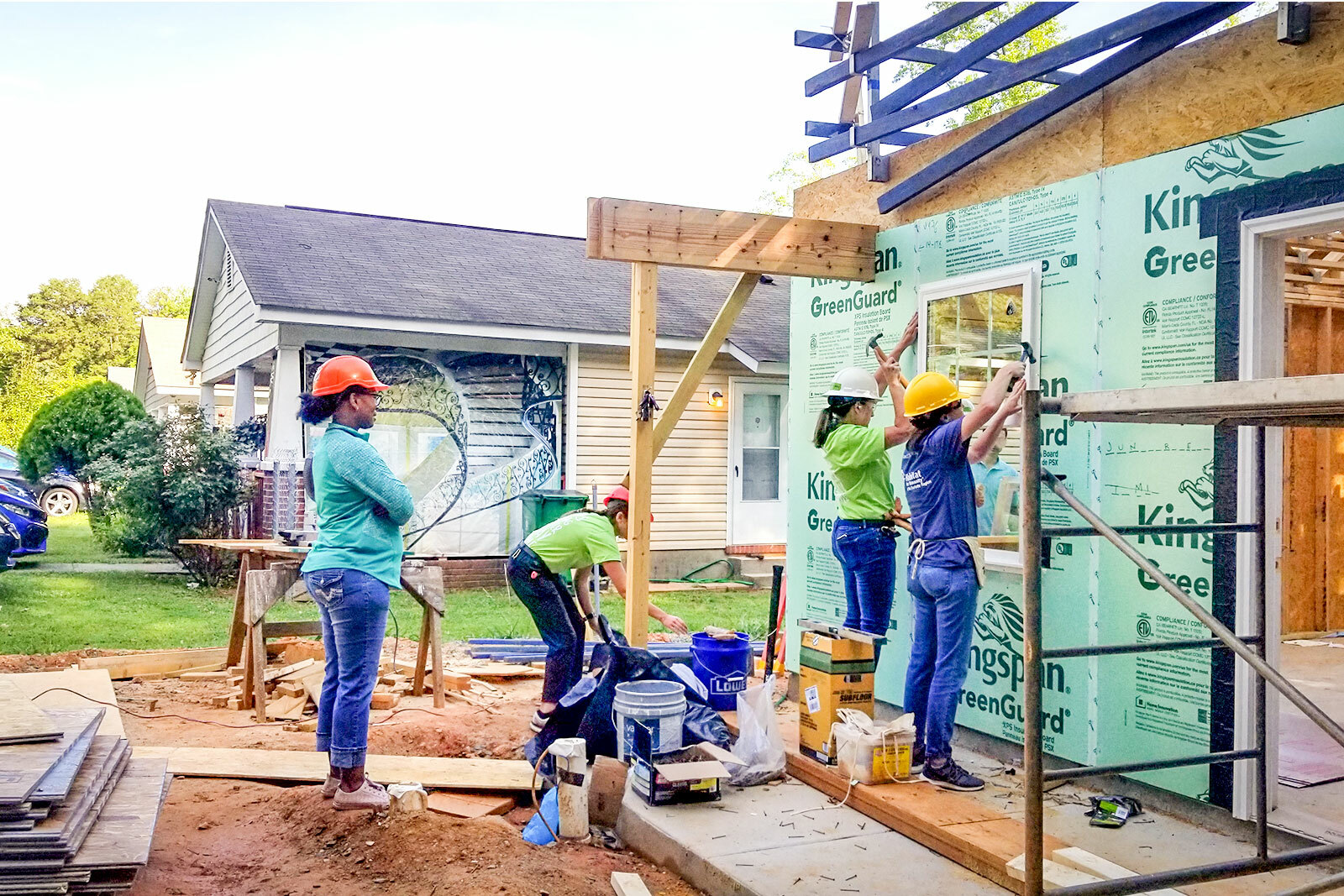 woman building a house