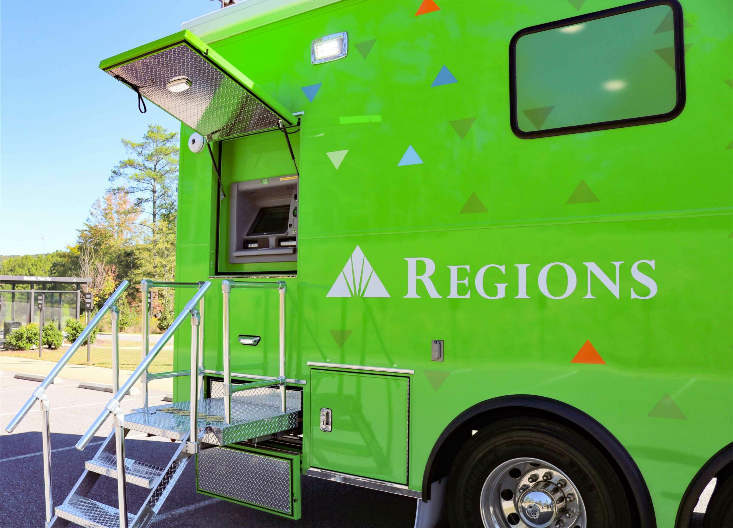 Close up of ATM at mobile branch