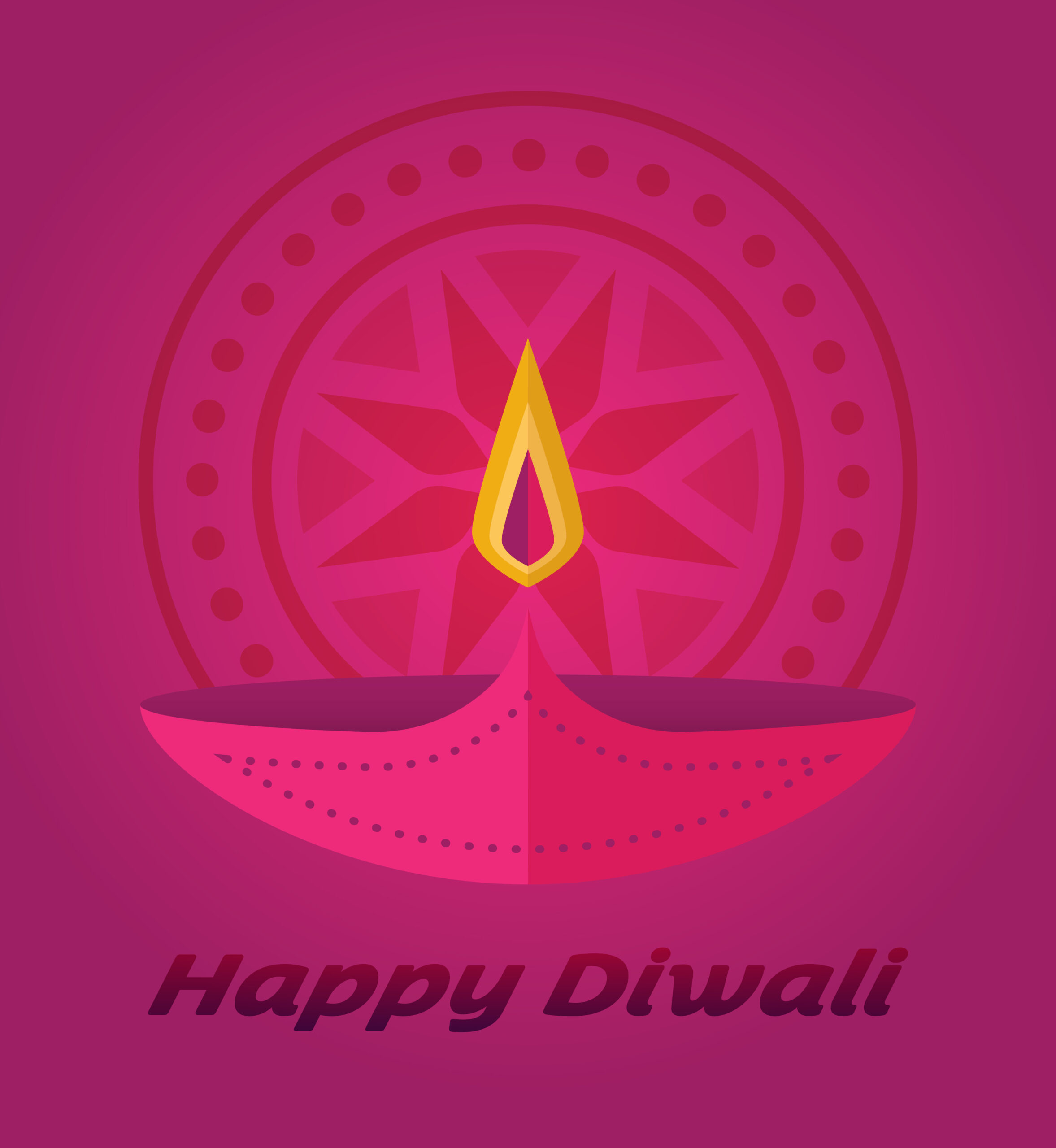 Diya illustration. Text: Happy Diwali.