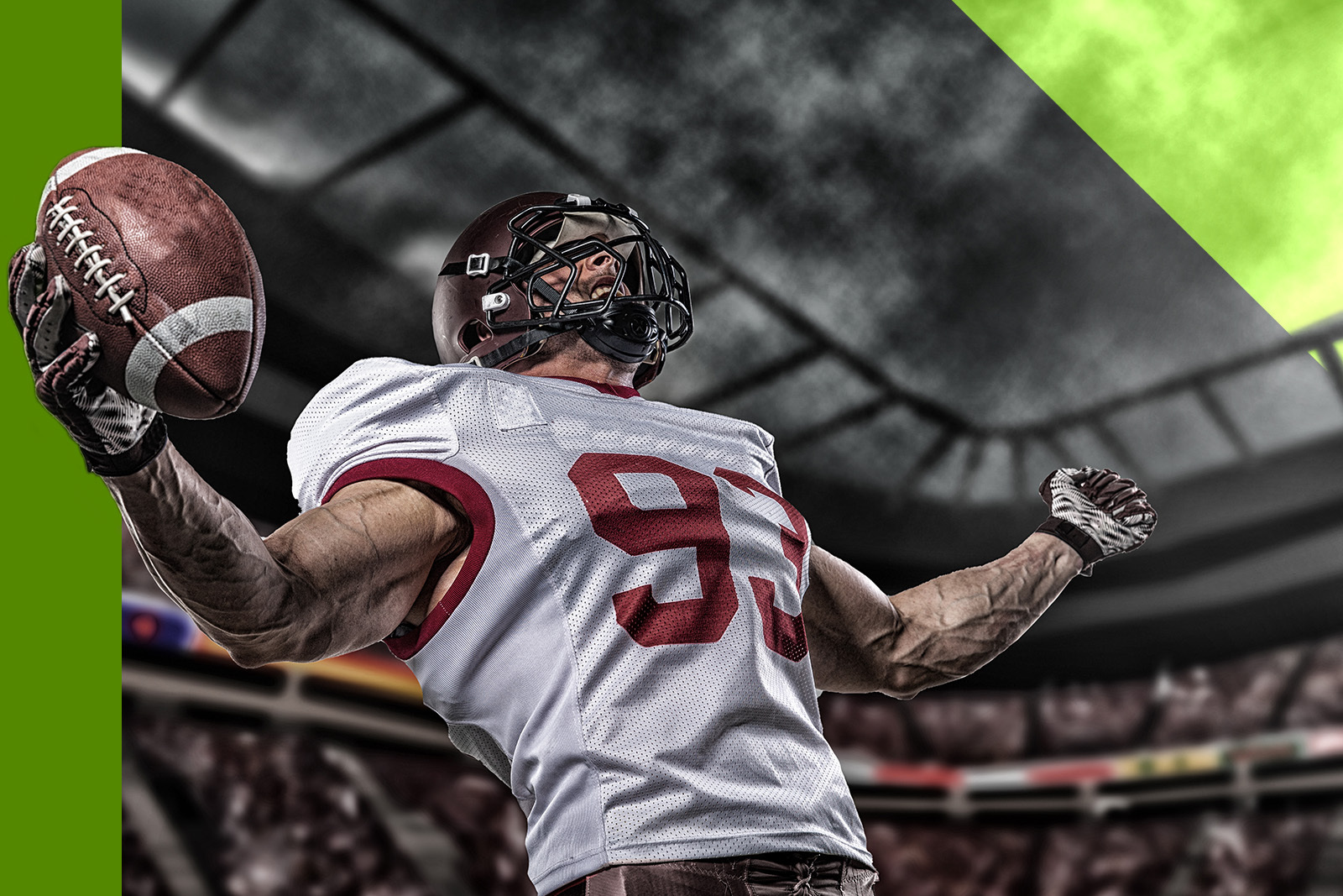 football player holding football