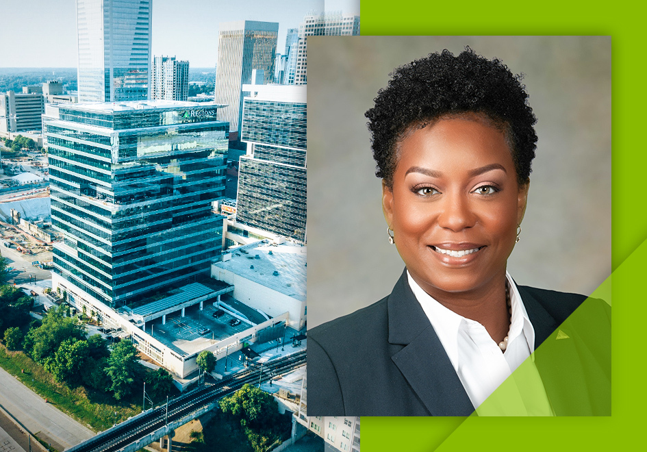 photo of Mia Hubbard and regions tower in Charlotte