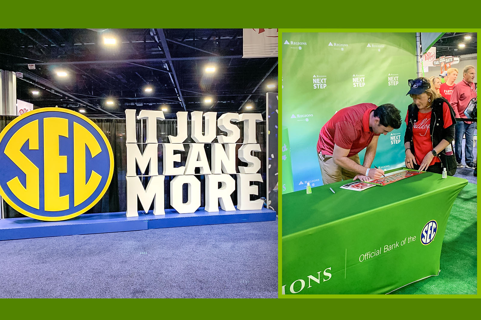 photos of SEC party. Large sign that says "SEC, it...