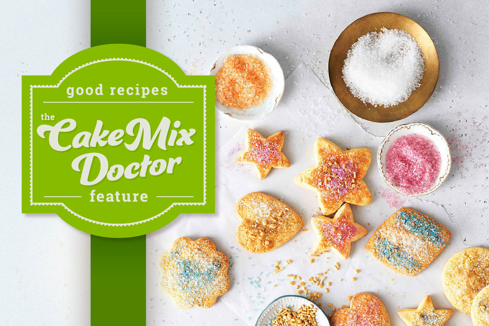 photo of various sugar cookies with an old fashioned label...