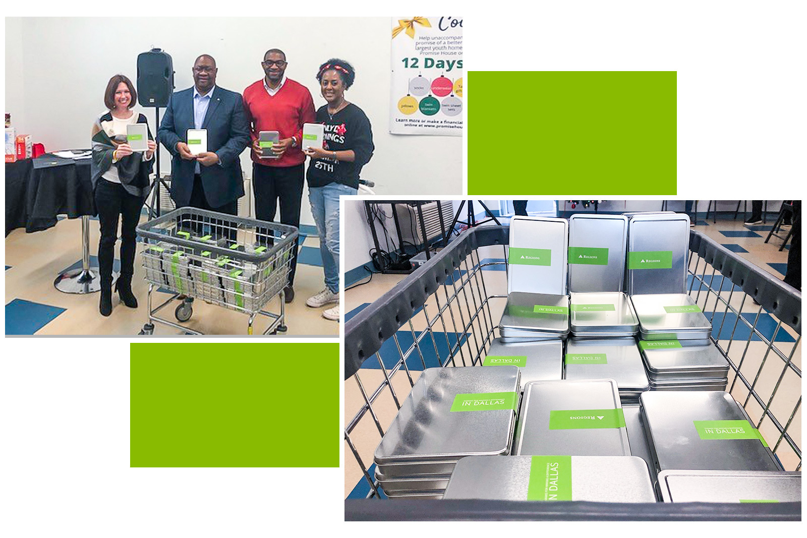 photo of gift packages and Regions Bank associates