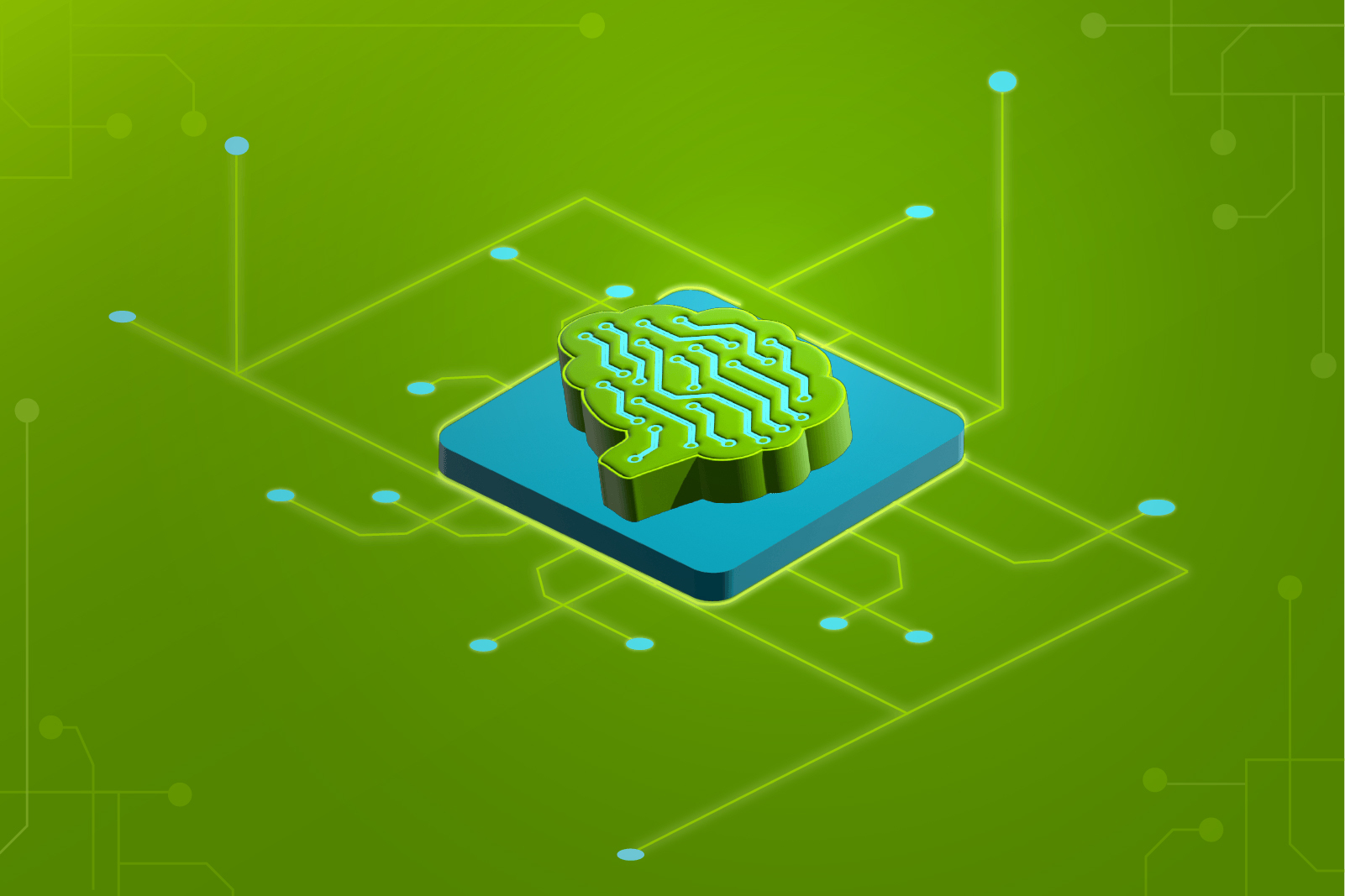 an illustration of a circut board with a 3d rendering...