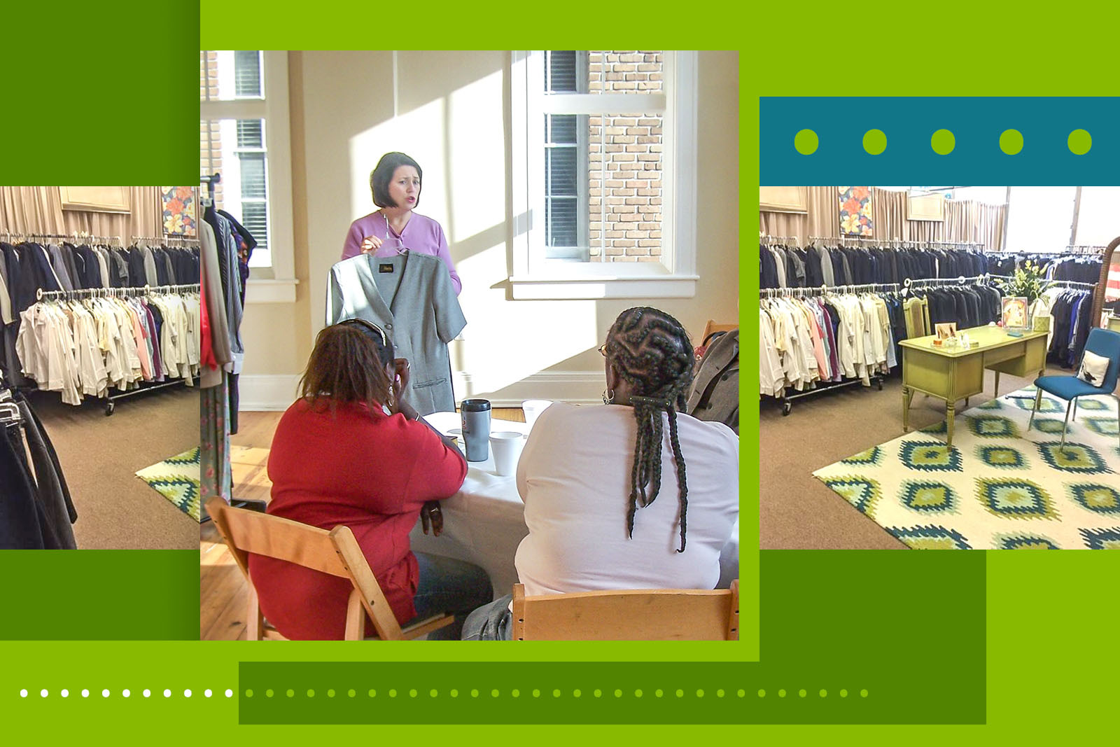 a group of women sitting listening to a presenter