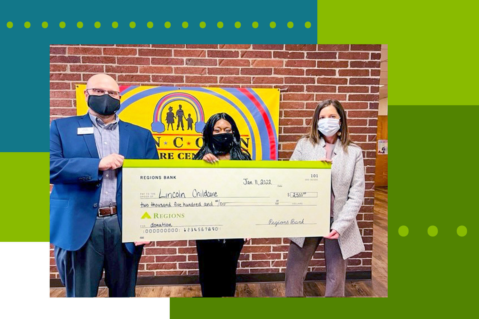 People with giant check