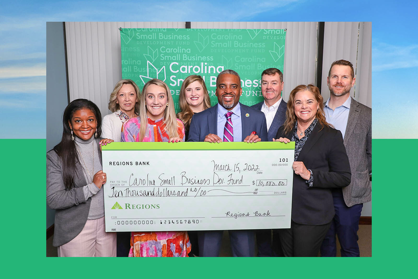 Check presentation for Carolina Small Businesses Development Fund.