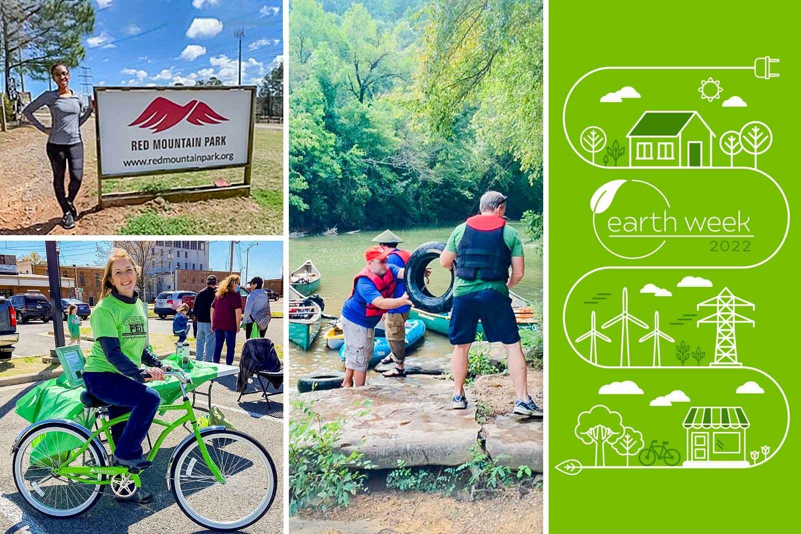 collage of earth week volunteer photos with a panel of...