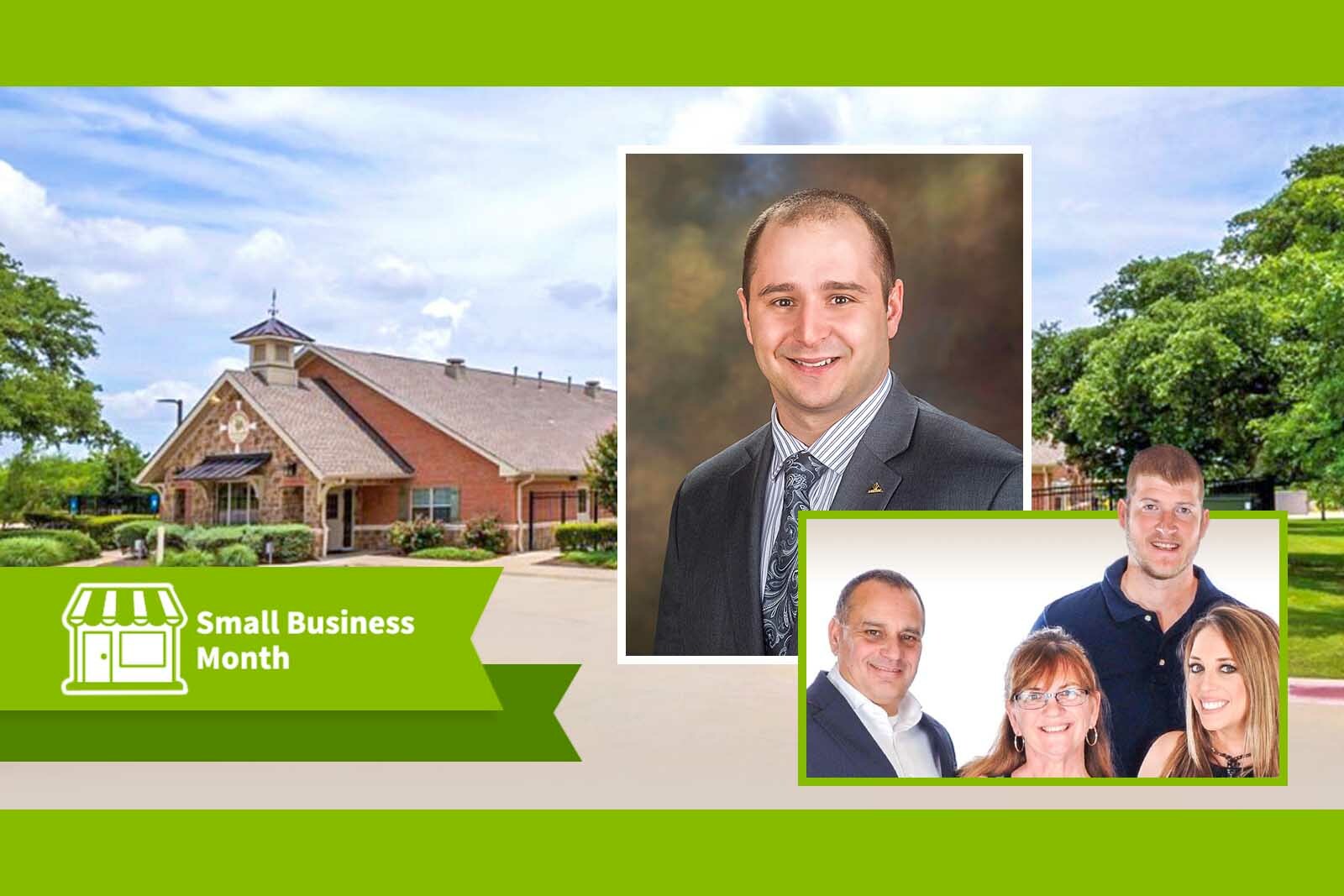 photo of primrose school in background with headshot of Trent...
