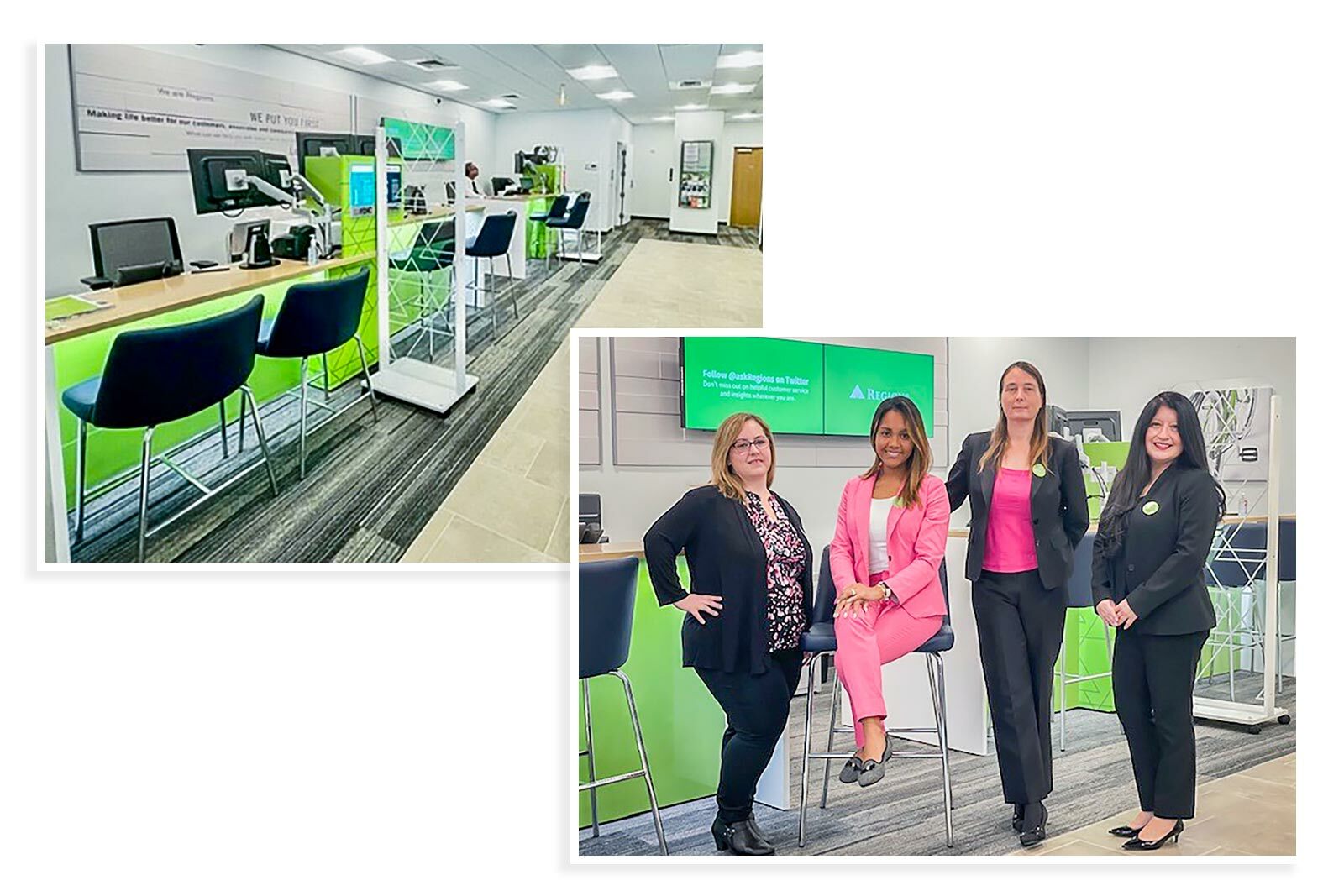 photos of branch interior and branch staff