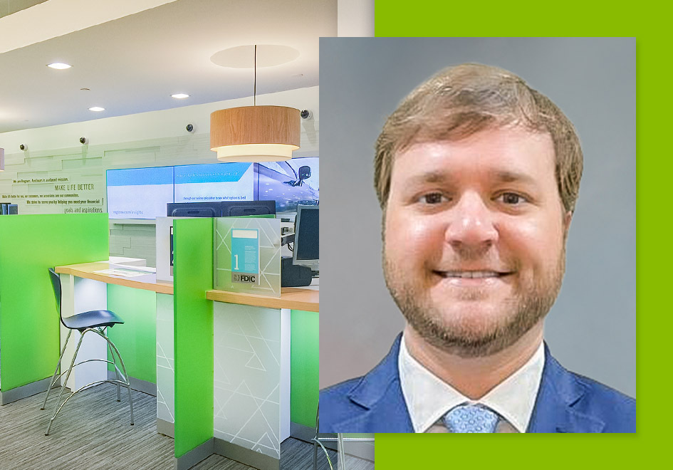 Photo of Jonathan Booker and Regions branch interior