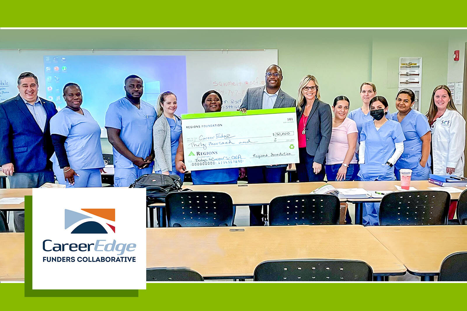 group photo with check presentation