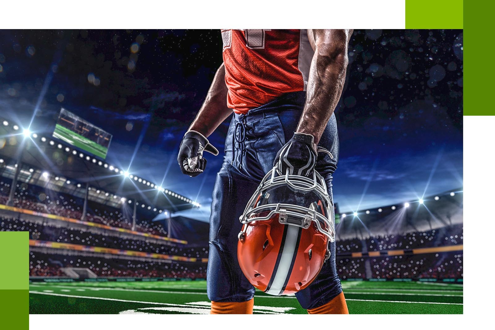 close up photo of football player holding a helmet with...