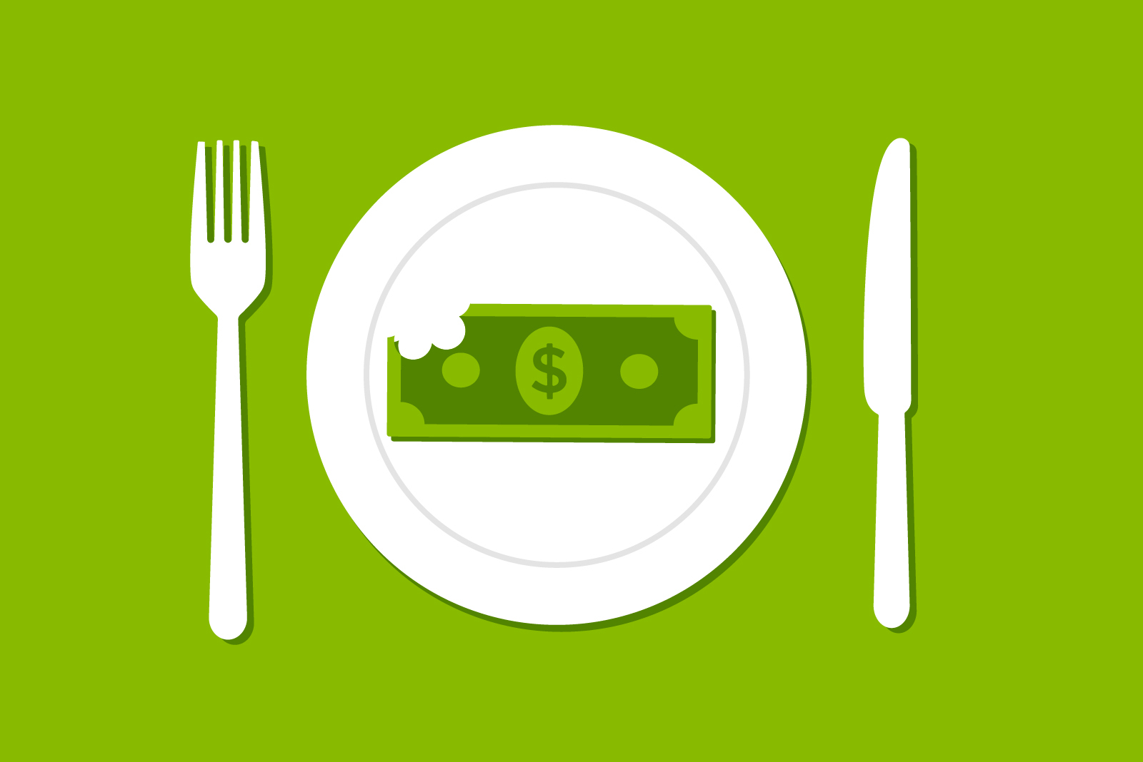 dinner plate set with dollar, a bit has been taken...