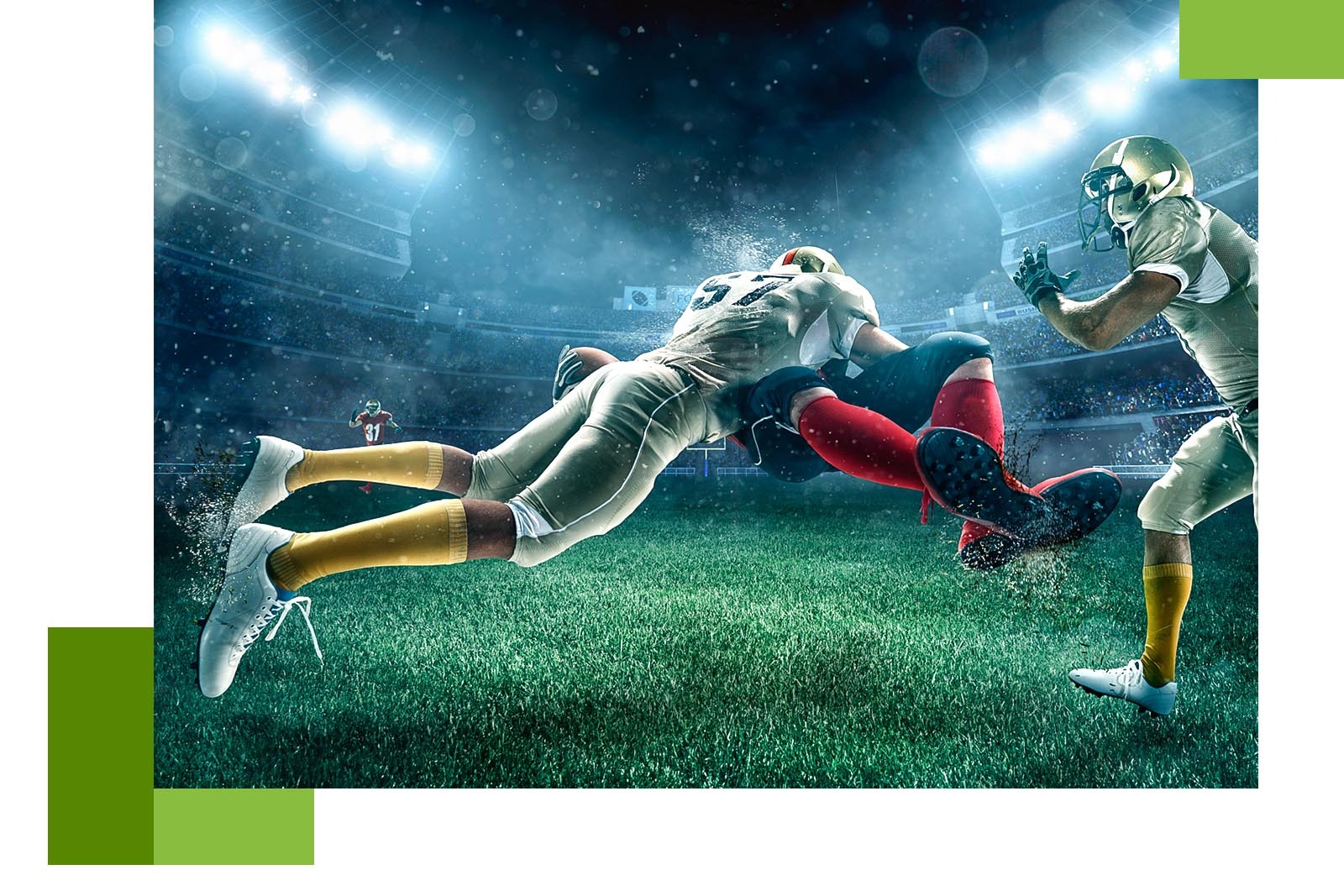 closeup of football tackle