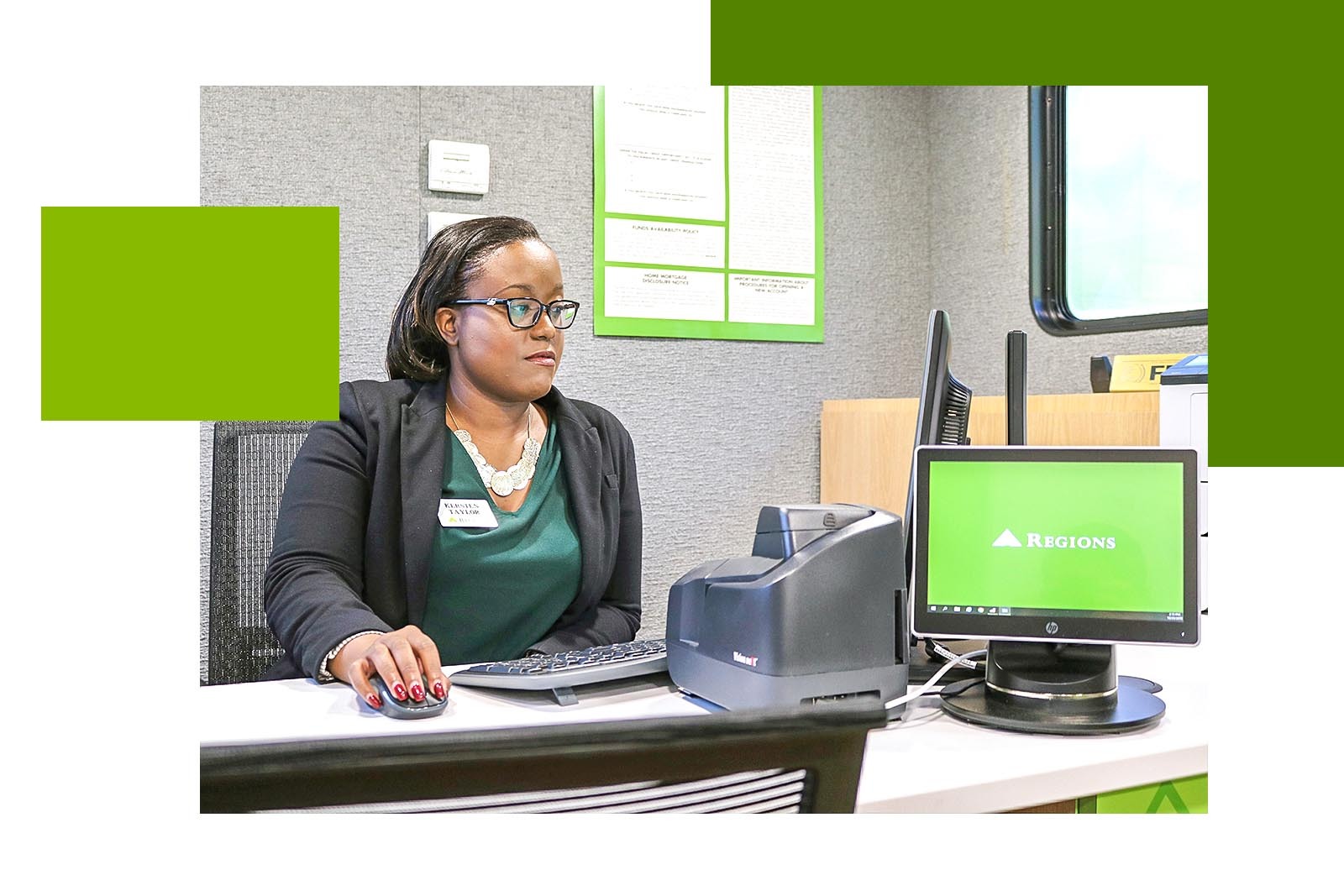 Regions banker at portable facility