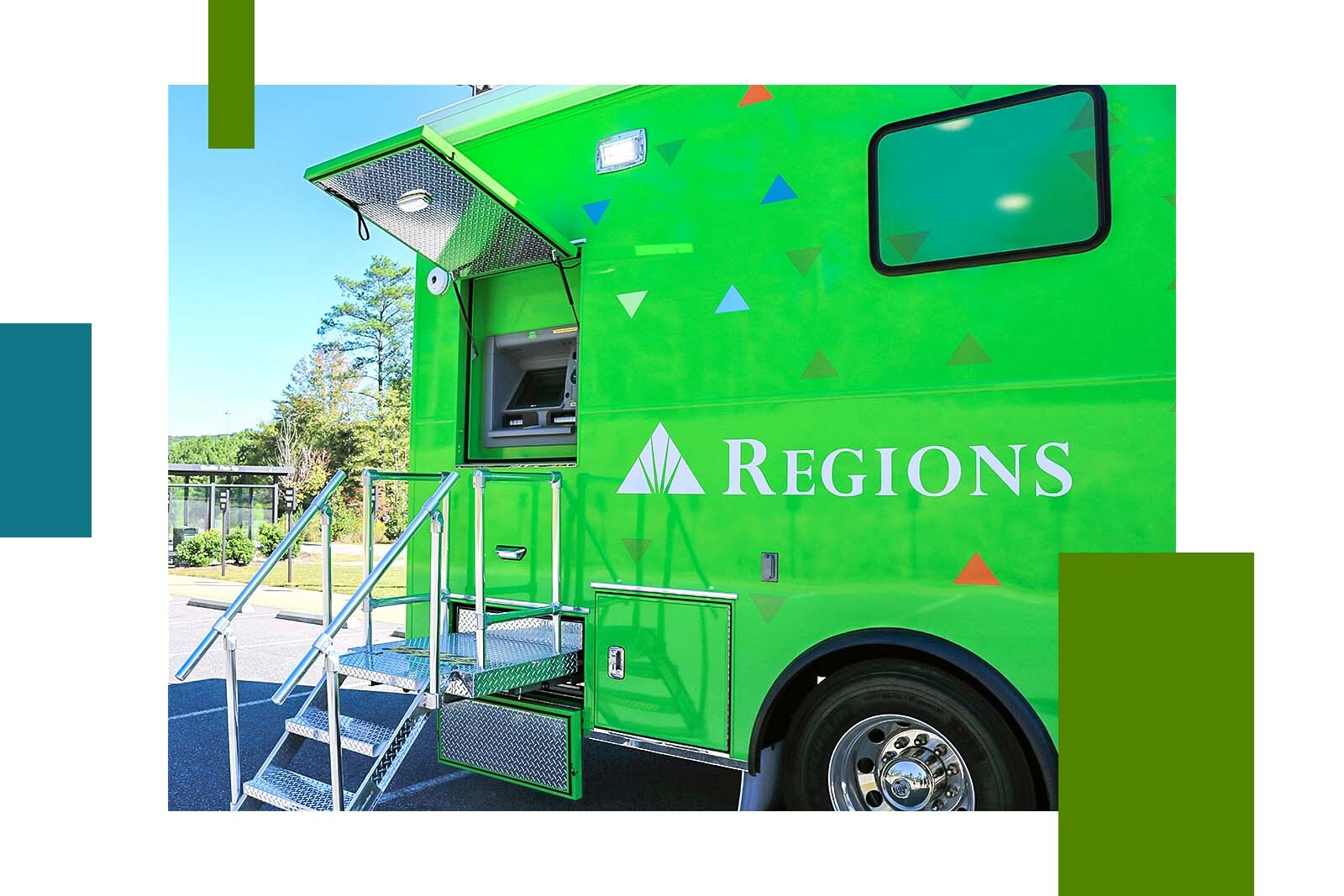 closeup of ATM at Regions portable facility 