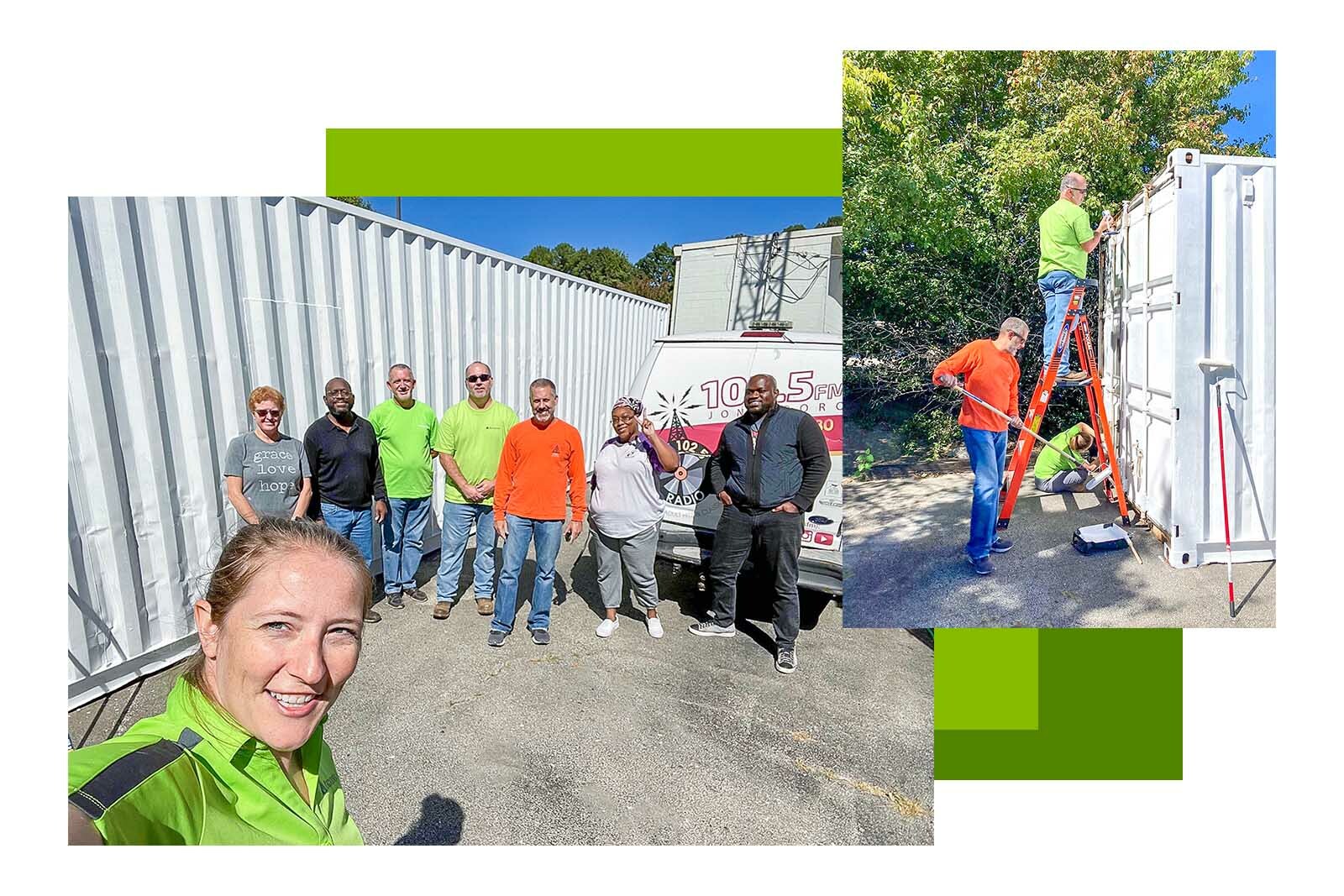 group of people posing for camera