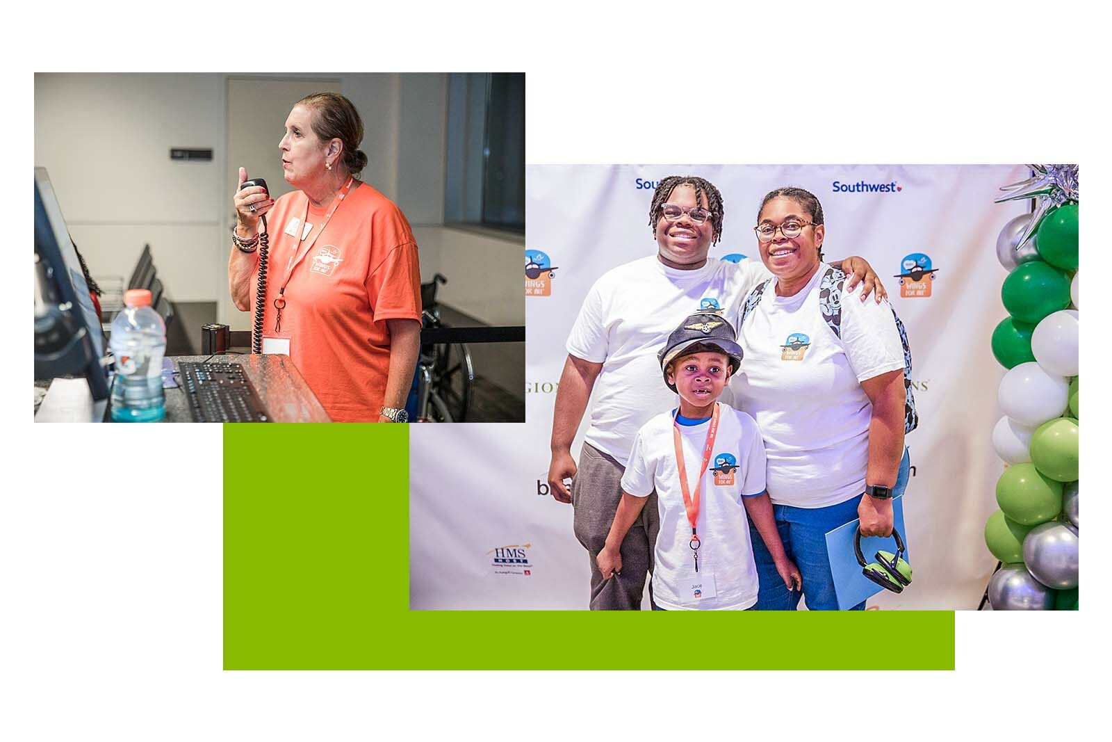 airplane passengers on mock flight