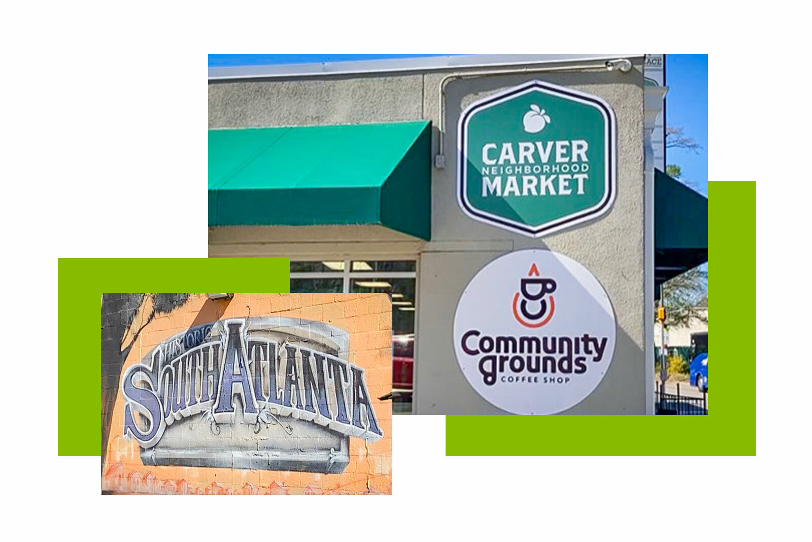 Photo of South Atlanta mural and community grounds and carver...