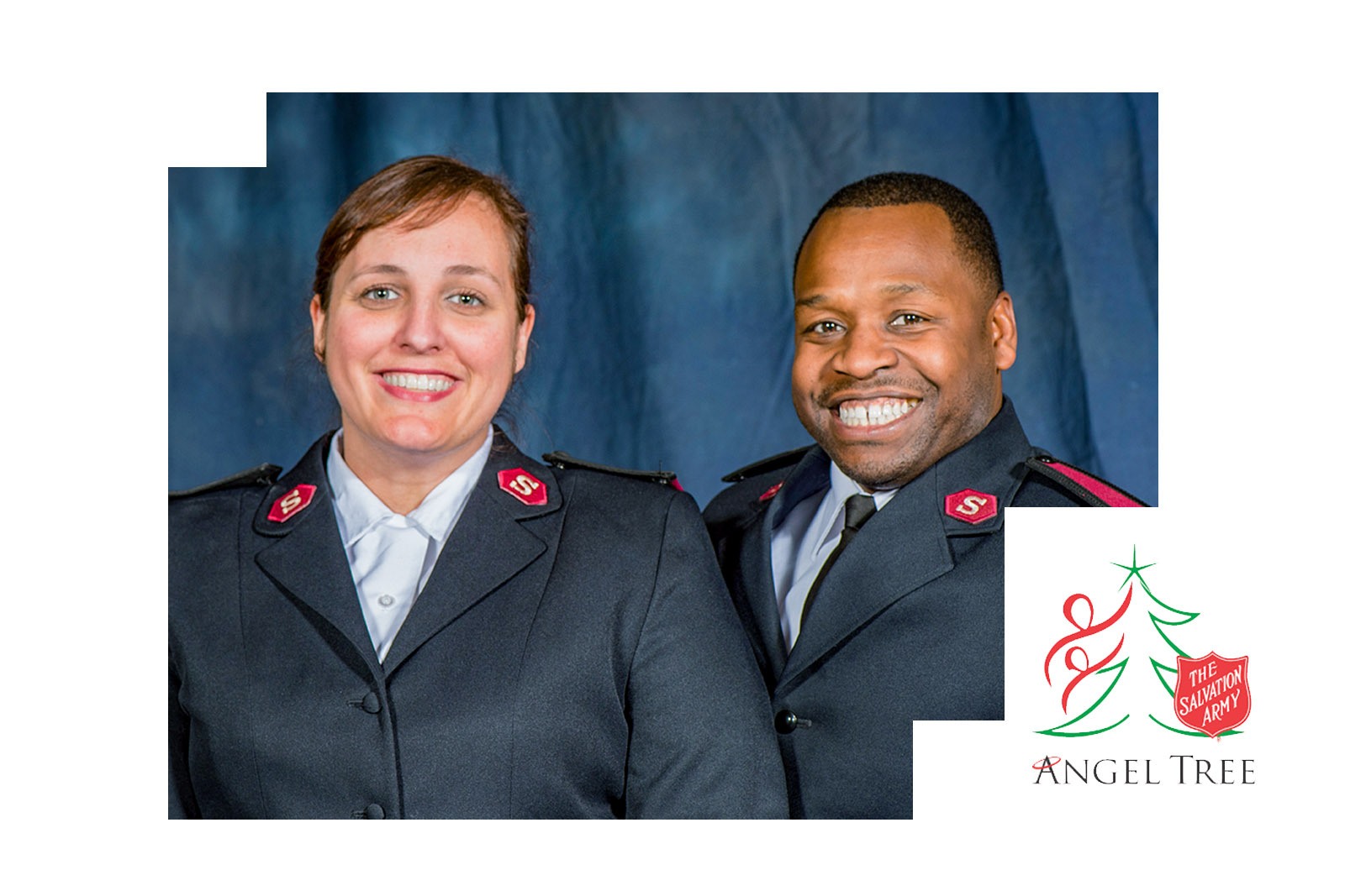 Capts. Javon & Jenifer Phillips with the Salvation Army Angel...