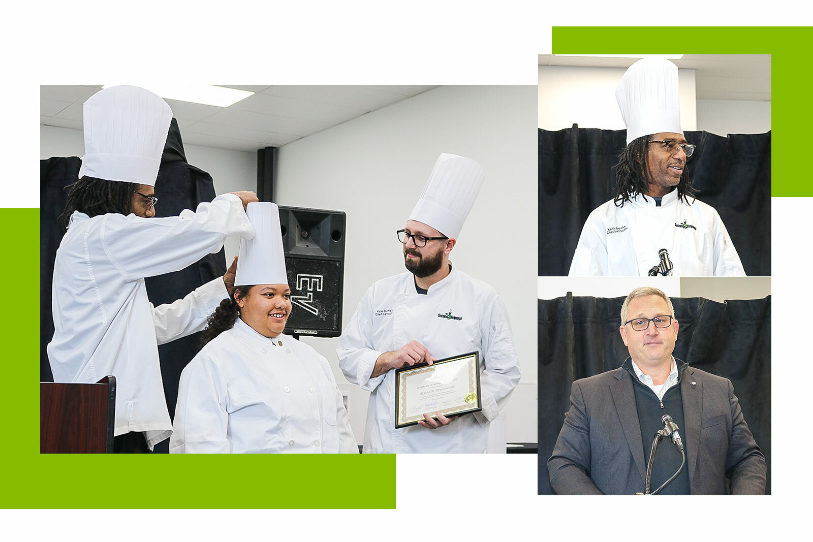 Photos of Second Helipngs graduation Ceramony, Chef Keith, and Erik Miner 